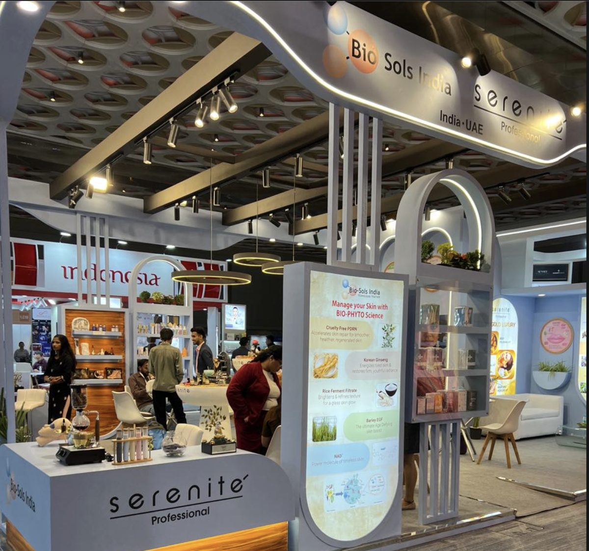 The Serenite Professional and Bio-Sols India stand at Cosmoprof India Mumbai 2025
